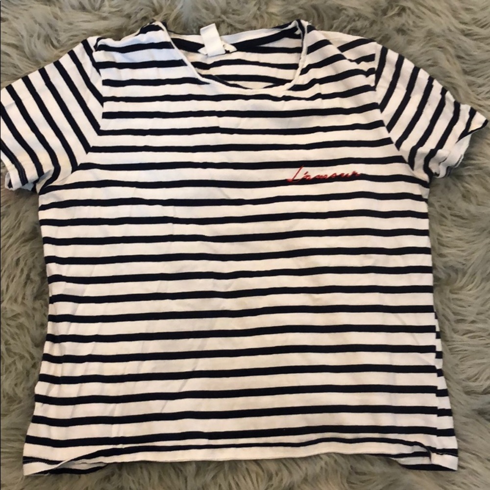 Blue and white striped tee